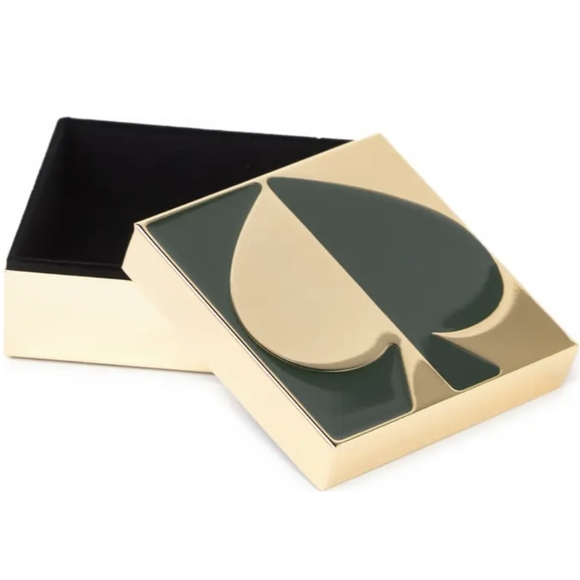 ●FIRM●Kate Spade NY X Lenox "Spade Street" Keepsake Box, Green/Gold - Picture 6 of 10
